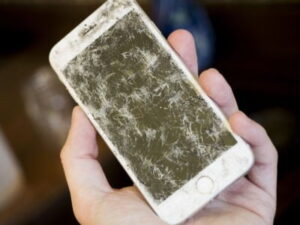 Blacked out display after you have dropped your phone. This means that your iPhone LCD is damaged.