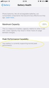 iiPhone Battery health check